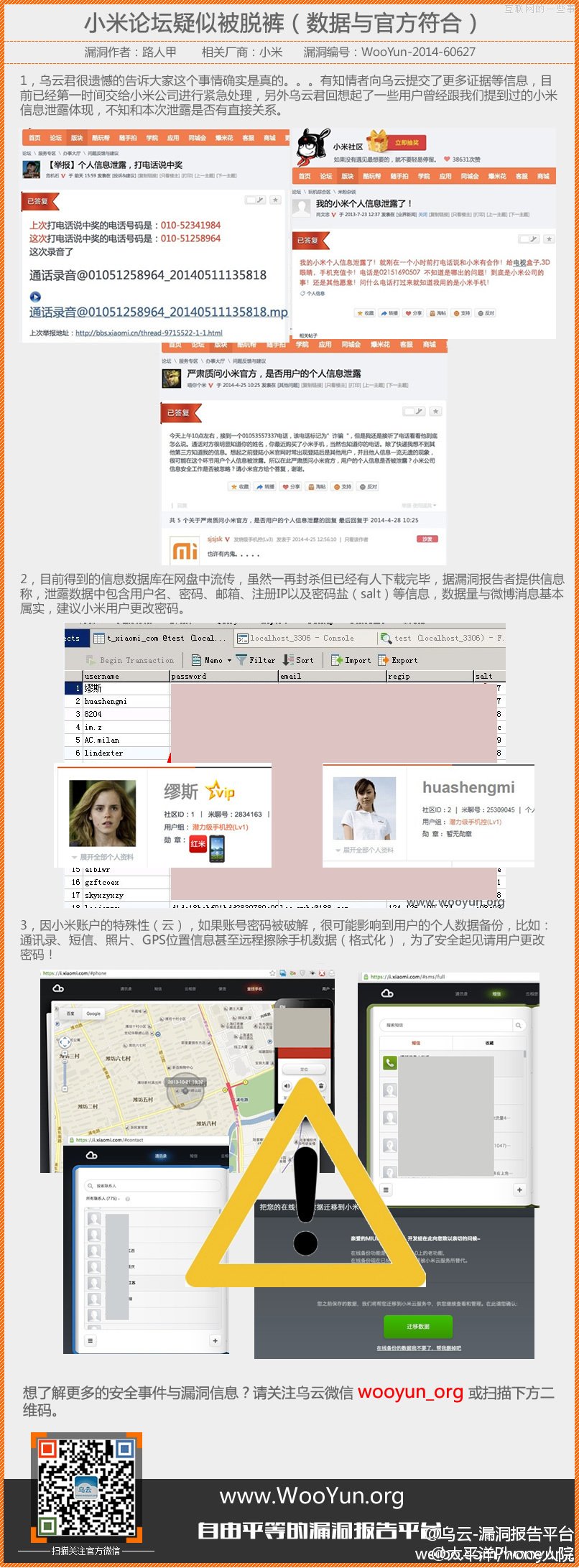 烏云平臺確認(rèn)小米論壇800W數(shù)據(jù)泄密！快改密碼吧！,互聯(lián)網(wǎng)的一些事