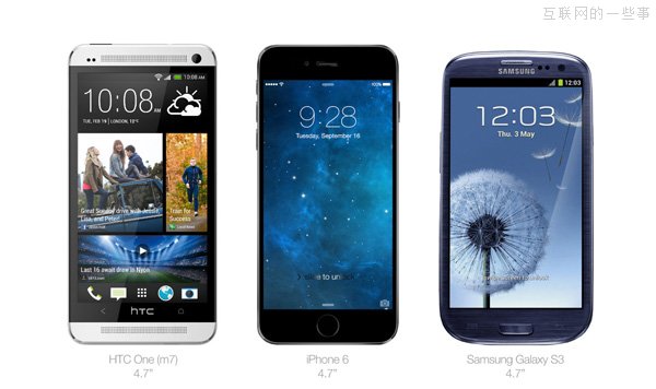4.7吋iPhone6與主流手機們的對比,互聯(lián)網(wǎng)的一些事