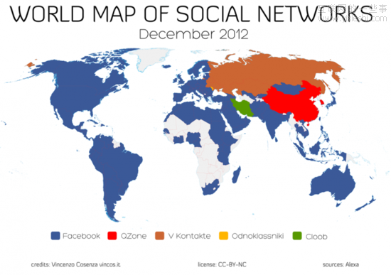 全球社交網(wǎng)站版圖：Facebook統(tǒng)治127個(gè)國(guó)家,互聯(lián)網(wǎng)的一些事