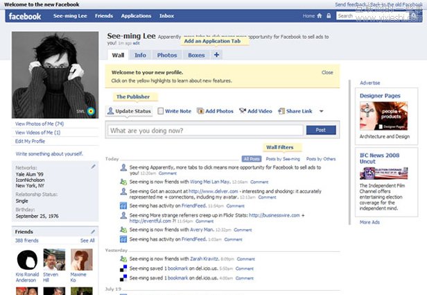 Facebook用戶主頁(yè)七年間的演化史,互聯(lián)網(wǎng)的一些事