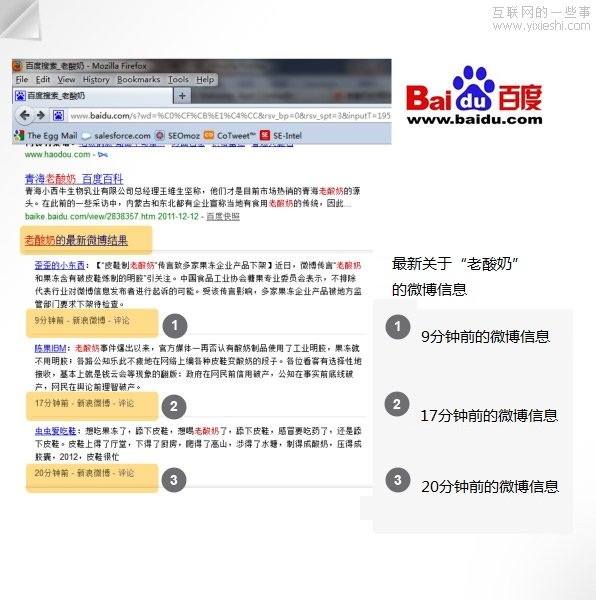 圖說新浪微博與百度微博搜索結(jié)果的不同點(diǎn),互聯(lián)網(wǎng)的一些事